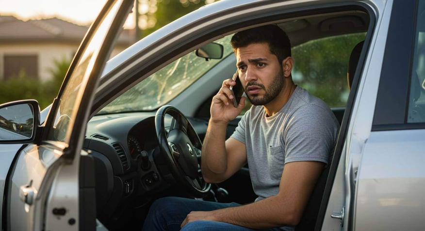 concerned driver giving his lawyer a call