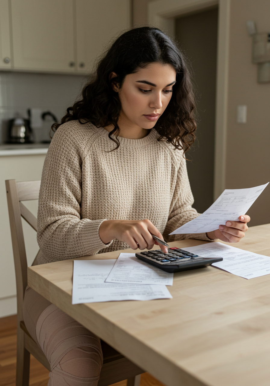 woman-with-knee-injury-reviewing-medical-bills